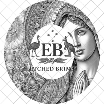 Virgin Mary Sacred Halo, Hat Burning Design, Wide Brim Holy Mother Religious, Laser Engraving Template PNG, EB902