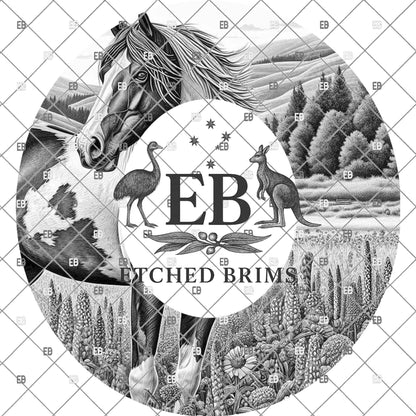American Paint Horse, Hat Engraving, Wildflowers, Digital Download PNG, Hat Burning Template, Wide Brim Design, EB1131