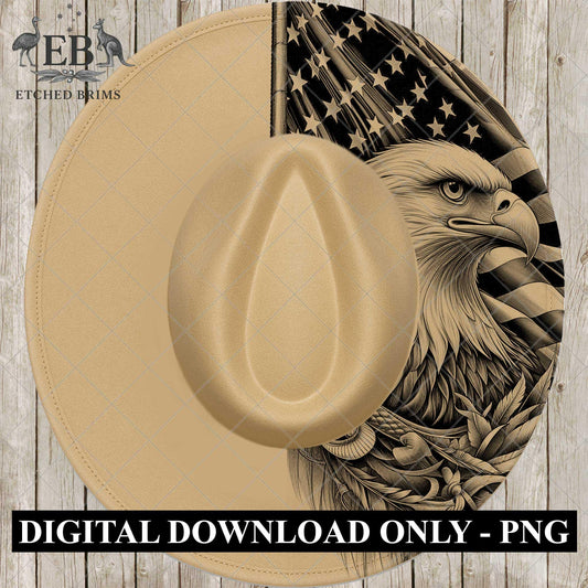 American Flag and Eagle, Hat Burning Design, Hand Burning Stencil, PDF & PNG, Hat Burning Template, Laser Engraving Design, EB721
