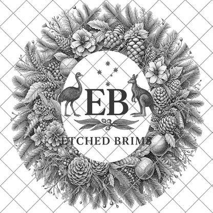 Christmas Wreath & Pinecones, Hat Burning Design, Festive Digital Download, Hat Burning Template, Wide Brim Hat Design, Hat Stencil, EB676