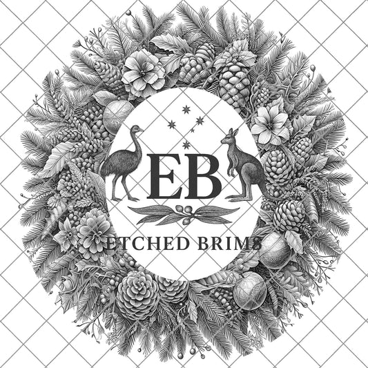 Christmas Wreath & Pinecones, Hat Burning Design, Festive Digital Download, Hat Burning Template, Wide Brim Hat Design, Hat Stencil, EB676