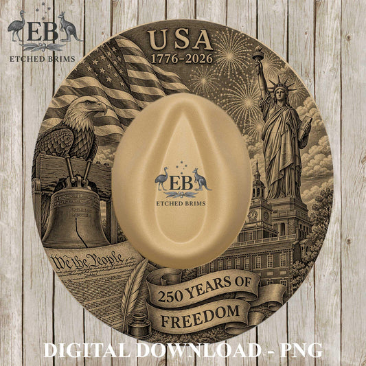 USA Semiquincentennial 250 Years Hat Burning File, American Flag Eagle Liberty Bell Design, Hat Brim Template, EB1249