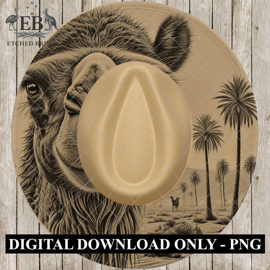 Camel, Hat Burning Design, Western Laser Engraving Template for Wide Brim Fedora, EB851