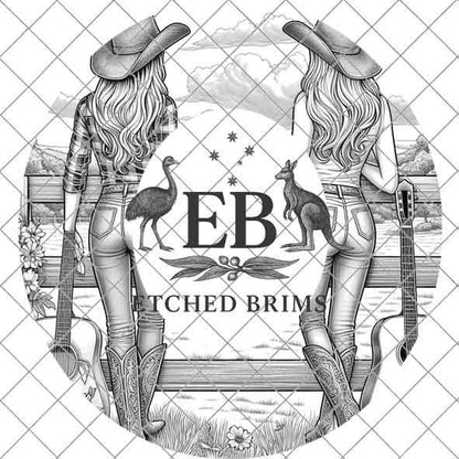 Cowgirl Guitar 12, Laser Hat Burning Design, Digital Download PNG, Hat Burning Template, Hat Laser Engraving Design Wide Brim Hat File EB115