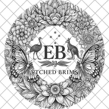 Butterflies Flowers 6 Hat File, Laser Hat Burning Design, Digital Download, Hat Burning Template, Hat Laser Engraving Design, Hat File EB281