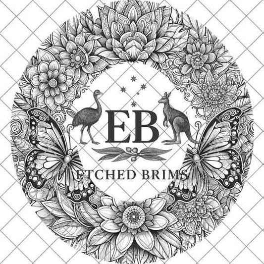 Butterflies Flowers 6 Hat File, Laser Hat Burning Design, Digital Download, Hat Burning Template, Hat Laser Engraving Design, Hat File EB281