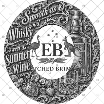 Smooth Whiskey Summer Wine, Hat Burning Template, Wide Brim Laser Hat Engraving Design, Printable Stencil, EB1373
