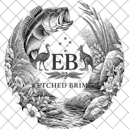 Hat Burning Design, Bass Fish 2, Fishing Digital File, PNG, Hat Burning Template, Cowboy Hat, Laser Engraving, Wide Brim Hat Design EB402