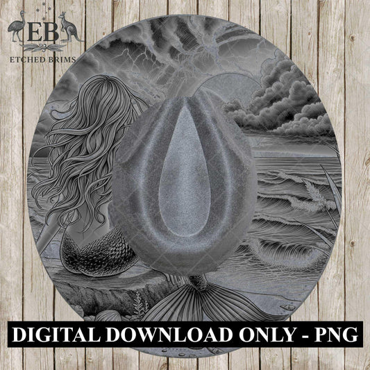 Mermaid on the Beach 9, Hat Burning Design, Digital Download PNG, Hat Burning Template, Laser Engraving Design, Wide Brim Hat File, EB656
