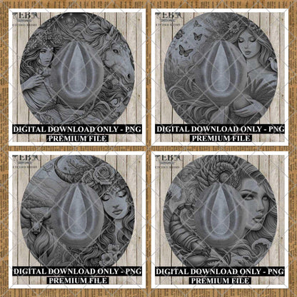 Zodiac Star Signs Hat Burning Templates Bundle. Laser Engraving Designs with PNG & Hat Hand Burning Stencils PDF. 12 Constellations EB303