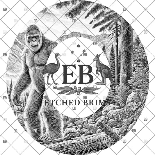 Bigfoot Brim Template PNG | Sasquatch Forest Hat Engraving Design | Hunting Hat Burning File | Laser Engraving Download, EB1222