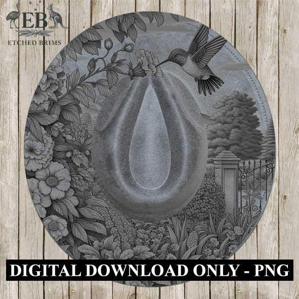 Hummingbird Flowers 3 Hat File, Laser Hat Burning Design, Digital Download, Hat Burning Template, Hat Laser Engraving Design, Hat File EB247