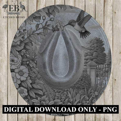 Hummingbird Flowers 3 Hat File, Laser Hat Burning Design, Digital Download, Hat Burning Template, Hat Laser Engraving Design, Hat File EB247