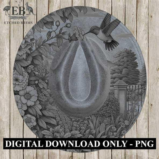 Hummingbird Flowers 3 Hat File, Laser Hat Burning Design, Digital Download, Hat Burning Template, Hat Laser Engraving Design, Hat File EB247