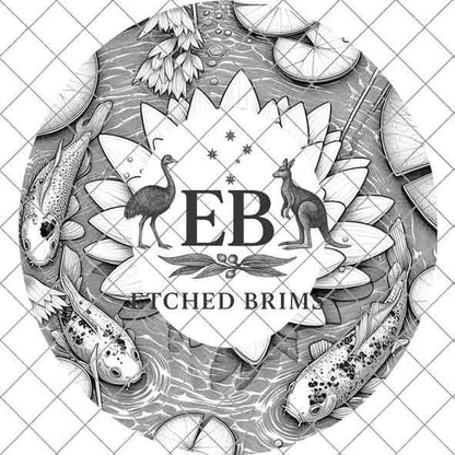 Koi Fish & Waterlillies 4, Hat File, Hat Burning Design, Digital Download PNG, PDF, Hat Burning Template, Hat Laser Engraving Design, EB486