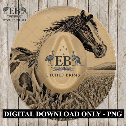 American Paint Horse, Hat Engraving, Country Horse, Digital Download PNG, Hat Burning Template, Wide Brim Design, EB1130