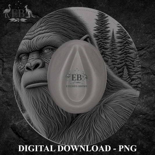 Bigfoot Brim Template PNG | Sasquatch Hat Engraving Design | Hunting Hat Burning File | Laser Engraving Download, EB1218