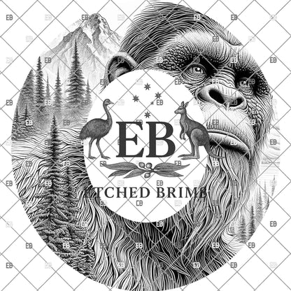 Bigfoot Brim Template PNG | Sasquatch Mountain Hat Engraving Design | Outdoor Hunting Hat Burning File | Laser Download, EB1221