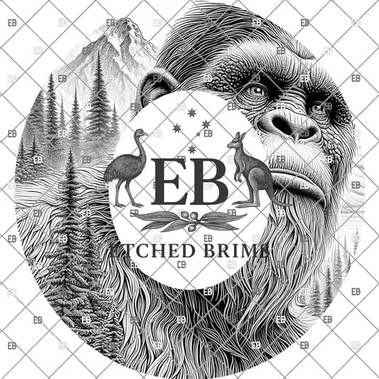 Bigfoot Brim Template PNG | Sasquatch Mountain Hat Engraving Design | Outdoor Hunting Hat Burning File | Laser Download, EB1221