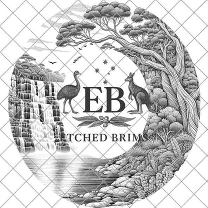 Waterfall 10 Laser Hat Burning Design, Digital Download PNG, Hat Burning Template, Hat Laser Engraving Design Wide Brim Hat Laser File EB110