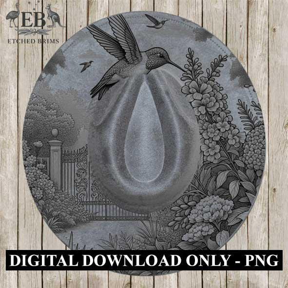 Hummingbird Flowers 4 Hat File, Laser Hat Burning Design, Digital Download, Hat Burning Template, Hat Laser Engraving Design, Hat File EB248