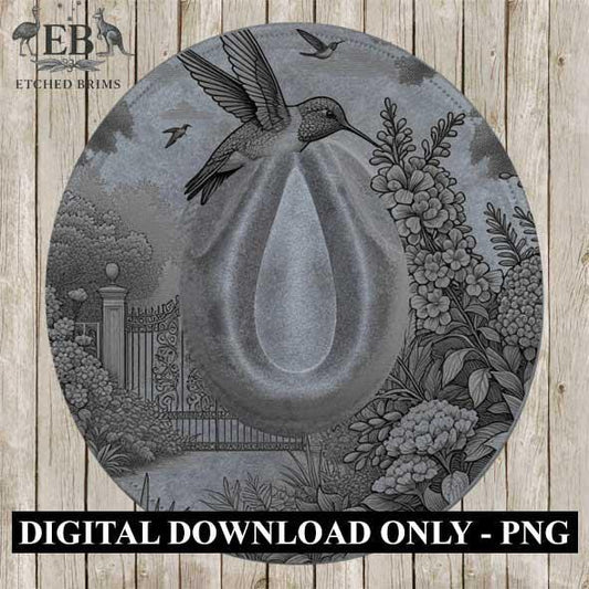Hummingbird Flowers 4 Hat File, Laser Hat Burning Design, Digital Download, Hat Burning Template, Hat Laser Engraving Design, Hat File EB248