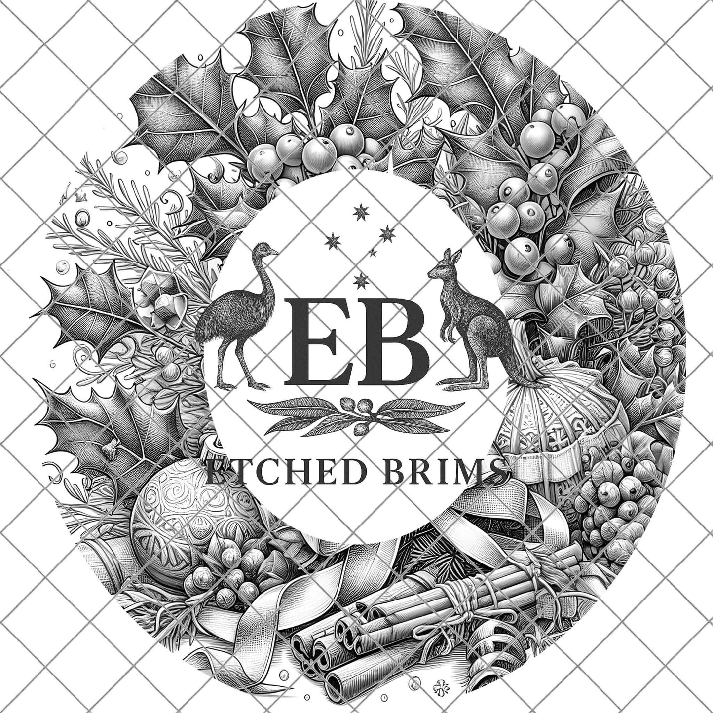 Christmas Holly & Berries, Hat Burning Design, Festive Digital Download PNG, Hat Burning Template, Wide Brim Hat Design, Hat Stencil, EB668