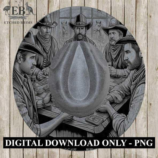 Saloon Bar Cowboy 3, Hat Engraving, Western Brim, Template, Digital Laser Design Wide Brim Faux Suede Hat, Boho,Laser Hat Burning File EB297