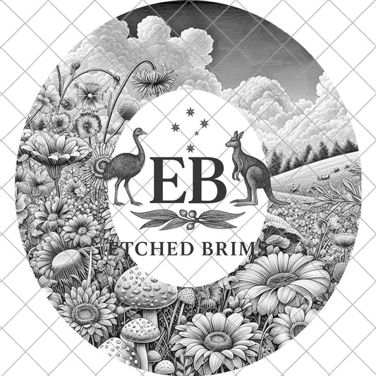 Mushrooms & Wildflowers, Hat Burning Design, Digital Download PNG, Laser Engraving Template, EB1019