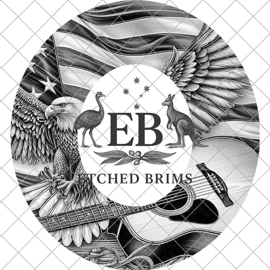 American Eagle Flag and Guitar, Hat Burning Design, Hand Burning Stencil included, Pyrography File, Template, Laser Engraving Design, EB963