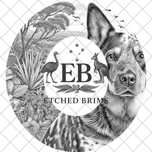 Blue Heeler Dog, Hat Engraving Design, PNG for Laser Engraving, Working Dog File, Western Hat Design, EB1045