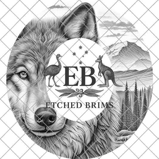 Wolf Hat Engraving Template, Wide Brim Hat Pattern, Templates Hat Burning Design, PNG, EB802