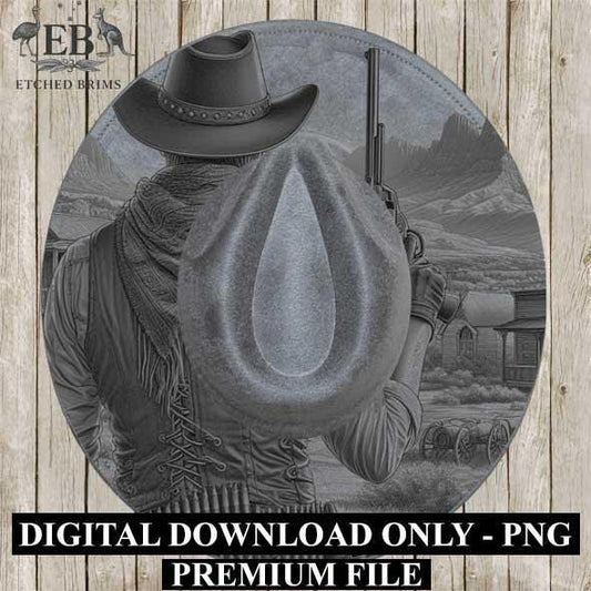Gunslinger Cowboy 5 Hat Engraving, Western Brim Template, Digital Laser Design Wide Brim Faux Suede Hat, Boho,Laser Hat Burning File EB255