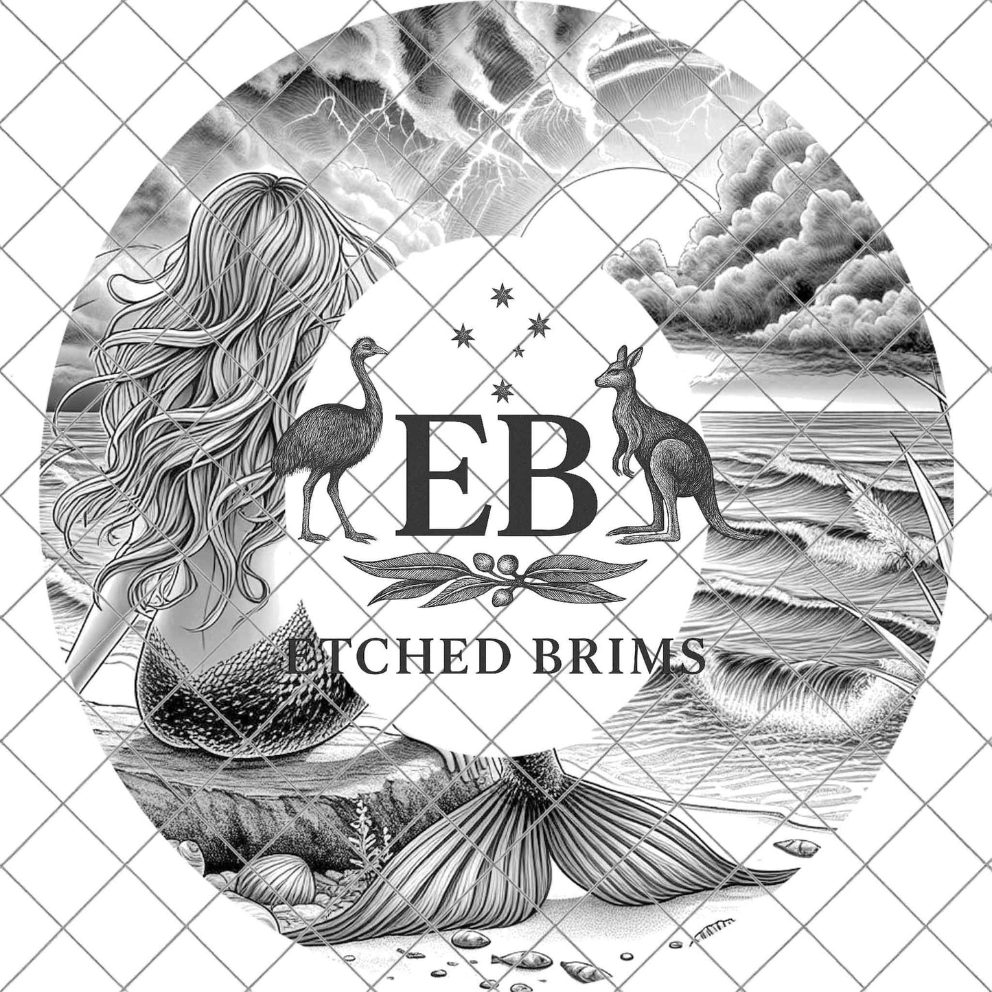 Mermaid on the Beach 9, Hat Burning Design, Digital Download PNG, Hat Burning Template, Laser Engraving Design, Wide Brim Hat File, EB656