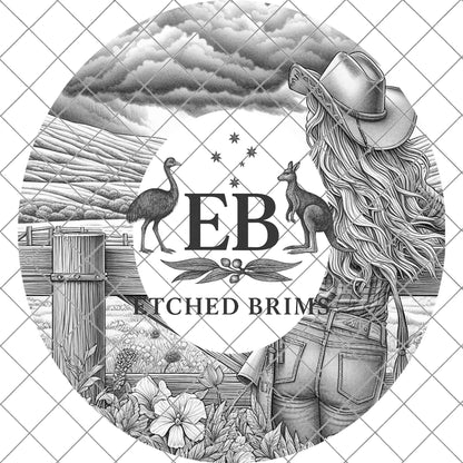 Cowgirl Flowers Hat Burning Design, Western Laser Engraving Template for Wide Brim Fedora, EB715