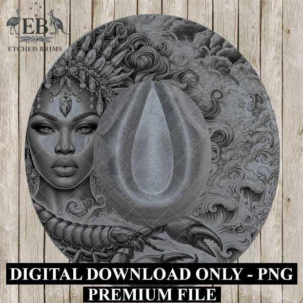Scorpio Zodiac Hat Design PNG, Laser Engraving File, Western Boho Digital Download, Hat Engraving Design, Western Hat File, EB552
