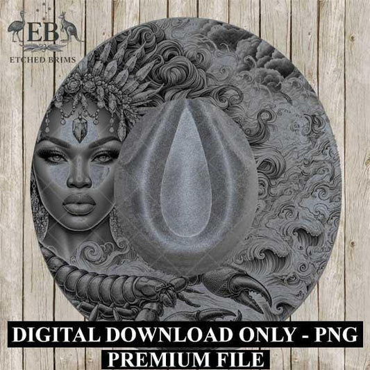 Scorpio Zodiac Hat Design PNG, Laser Engraving File, Western Boho Digital Download, Hat Engraving Design, Western Hat File, EB552