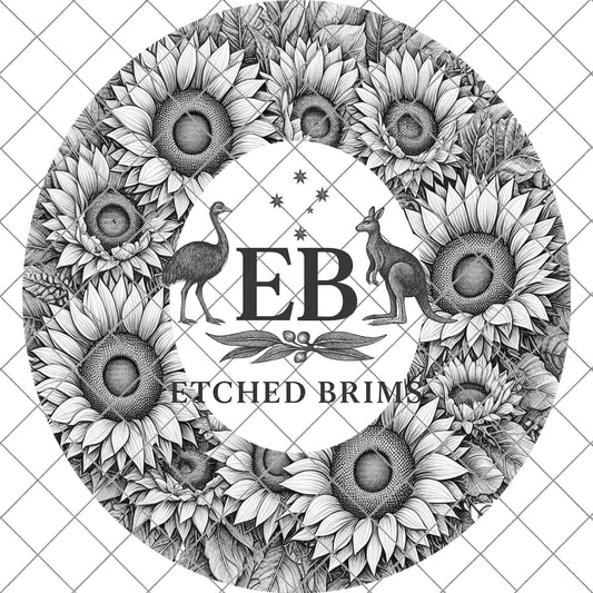 Sunflower Hat Burning Design, Laser Engraving Template for Wide Brim Fedora Hats, EB701