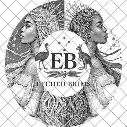 Gemini Zodiac Hat Design PNG, Laser Engraving File, Western Boho Digital Download, Hat Engraving Design, Western Hat File, EB547