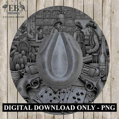 Cowboy Hat Guns 2, Laser Hat Burning Design, Digital Download PNG Hat Burning Template, Hat Laser Engraving Design Wide Brim Hat File EB251