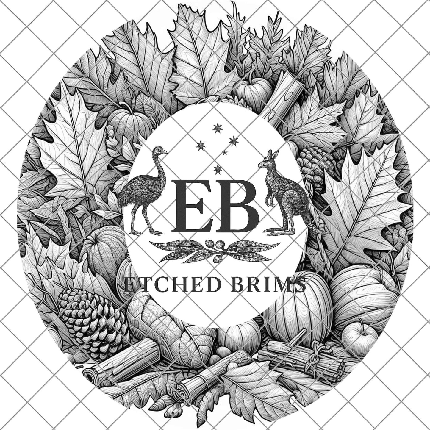 Fall Autumn Leaves, Laser Engraving Hat Design, Wide Brim Hat Template, Hat Burning PNG Pattern, Hat Burning Stencil, EB777