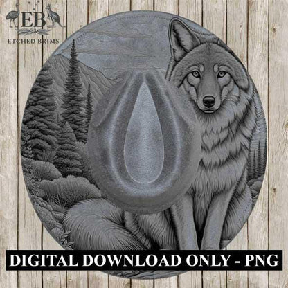 Desert Wolf 7 Hat Engraving Template, Howling Wolf Western Desert Scene, Laser Hat Design, Wide Brim Hat, Cowboy Style, Laser File EB180