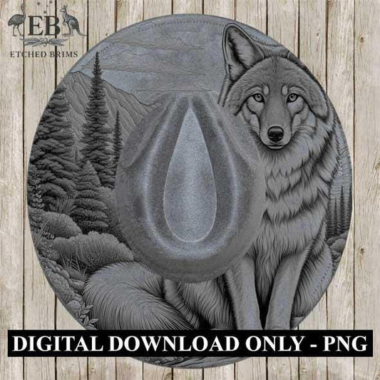 Desert Wolf 7 Hat Engraving Template, Howling Wolf Western Desert Scene, Laser Hat Design, Wide Brim Hat, Cowboy Style, Laser File EB180