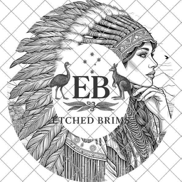 Indian Woman 3, Feathers, Laser Hat Burning Design, Digital Download PNG, Hat Burning Template, Hat Laser Engraving Design, Hat File EB158