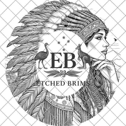 Indian Woman 3, Feathers, Laser Hat Burning Design, Digital Download PNG, Hat Burning Template, Hat Laser Engraving Design, Hat File EB158