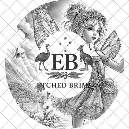 Fairy Girl Hat Burning Design, Digital Download PNG, Laser Engraving Template, Wide Brim, EB920
