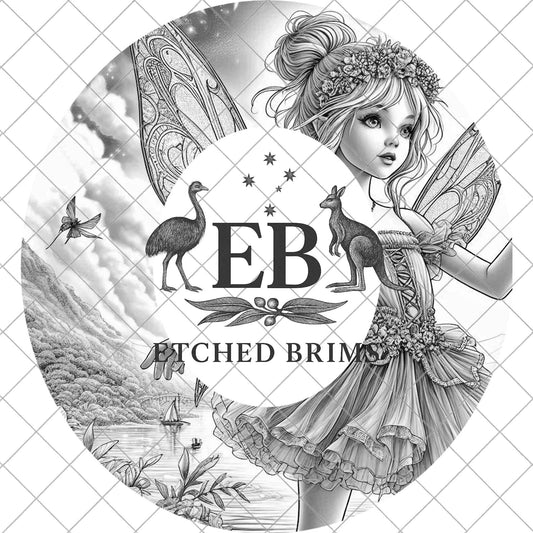 Fairy Girl Hat Burning Design, Digital Download PNG, Laser Engraving Template, Wide Brim, EB920