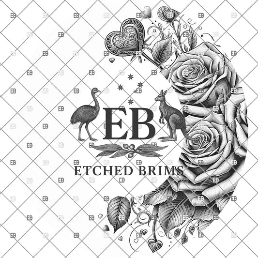 Roses & Hearts Valentine, Hat Burning Design, Digital Download PNG, Wide Brim Laser Template Design, EB1122