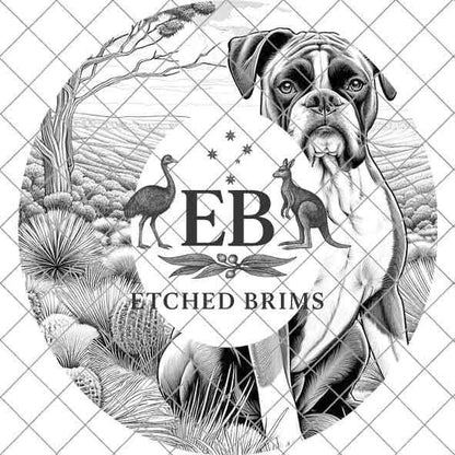 Boxer Dog Hat Engraving Template – PNG for Laser Hat Burning, Western Brim Design, Farm Dog Outline, Digital Download for Burning – EB382