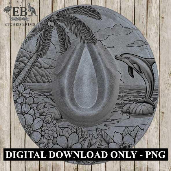 Dolphin 3 Laser Hat Burning Design, Digital Download PNG, Hat Burning Template, Hat Laser Engraving Design, Wide Brim Hat Laser File EB119